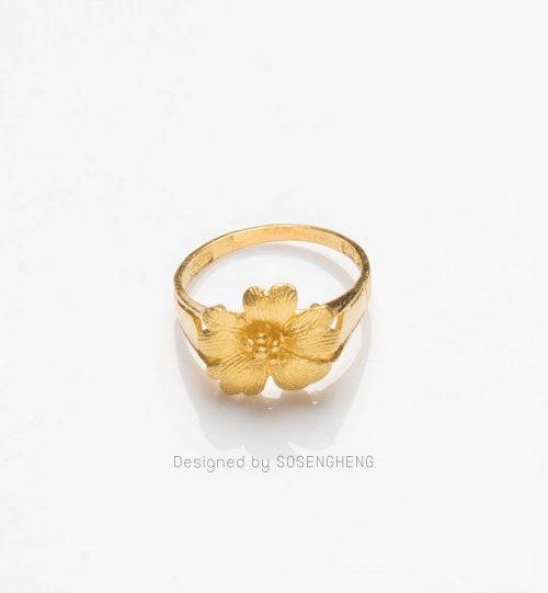แหวนทองแท้ หัวแหวนเป็นดอกไม้สวยงาม งานละเอียดมาก [0N0A1515]